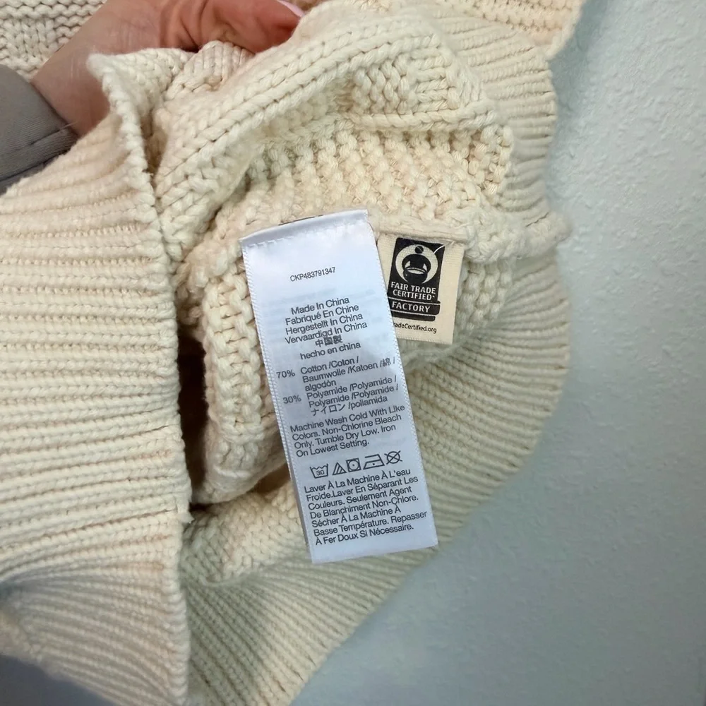 NWOT Madewell Cream Knit Sweater Size Small - Picture 4 of 16